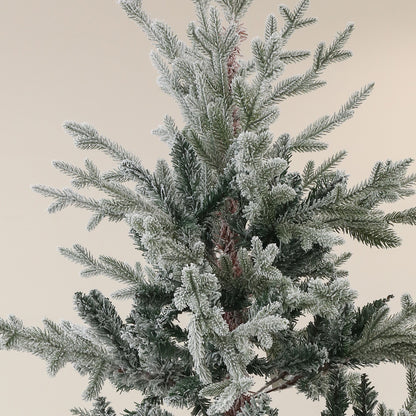 7.5ft snow flocked artificial Christmas tree with realistic snow-covered branches for festive decor
