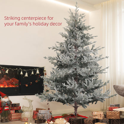 7.5ft snow flocked artificial Christmas tree as a striking centerpiece for your family's holiday decor