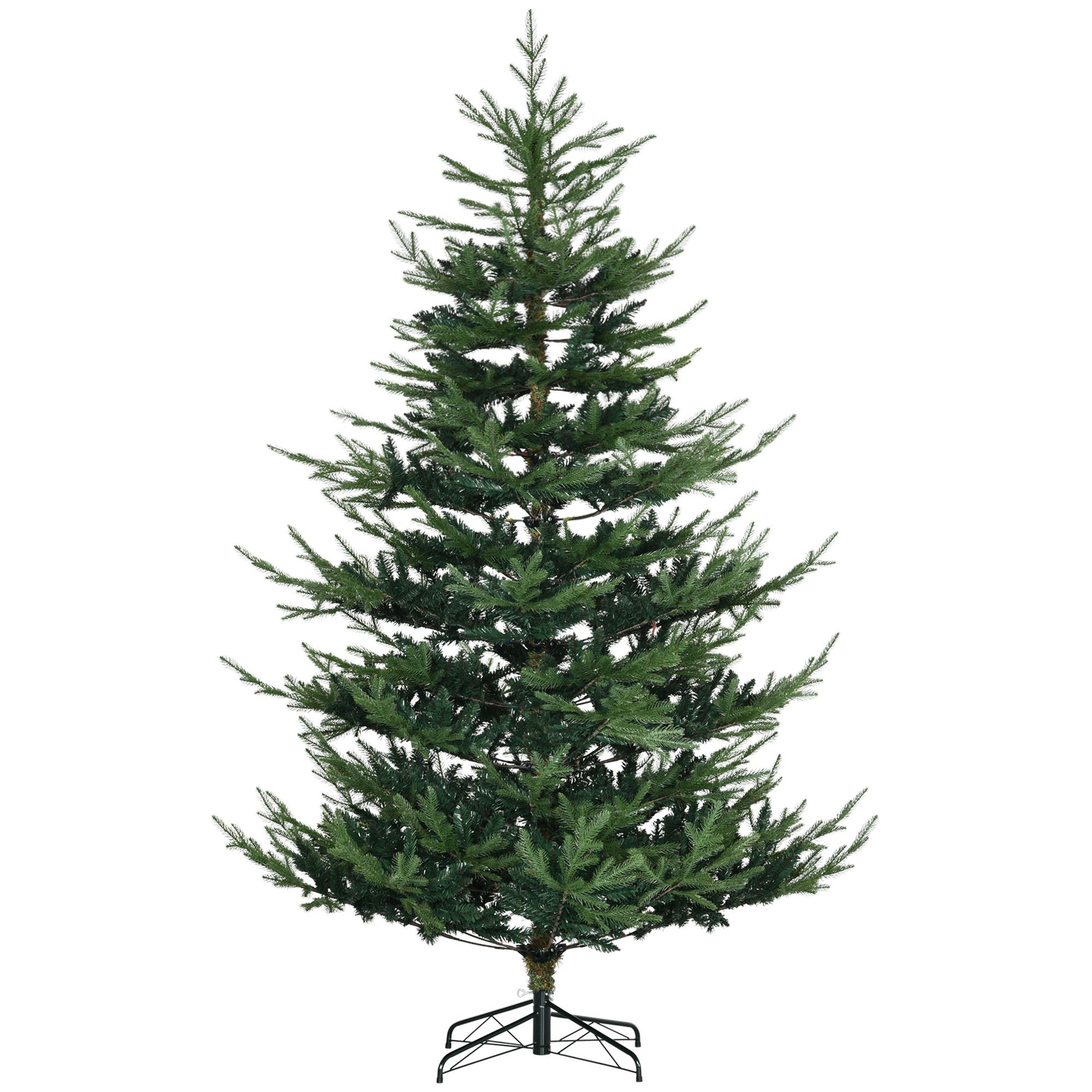 7.5 ft artificial Christmas tree with green foliage and sturdy metal stand from FauxMart.com