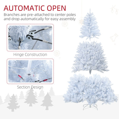 7.5 ft prelit white Christmas tree with automatic open branches and hinge construction for easy assembly
