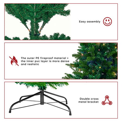 7.5ft artificial Christmas tree with easy assembly and fireproof material for a realistic look