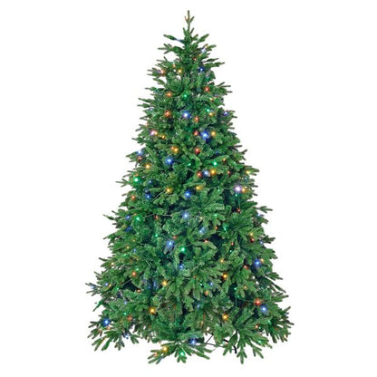 7.5ft artificial Christmas tree with colorful lights for festive holiday decoration