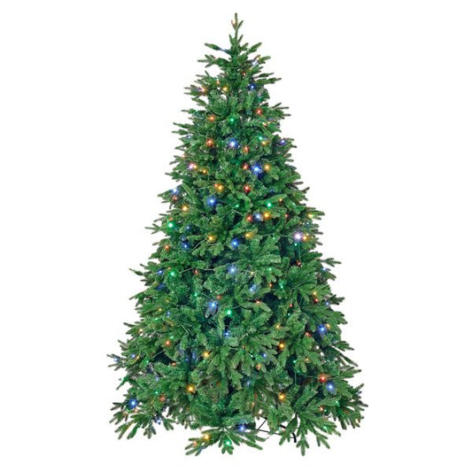 7.5ft artificial Christmas tree with colorful lights for festive holiday decoration