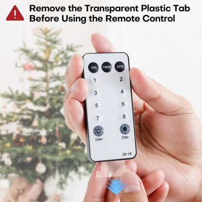 Remote control for 7.5ft artificial Christmas tree with timer and dimming features