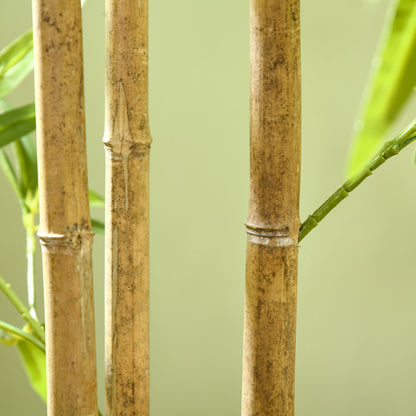 Close-up of artificial bamboo tree 6ft with realistic brown bamboo stalks and green leaves by FauxMart.com