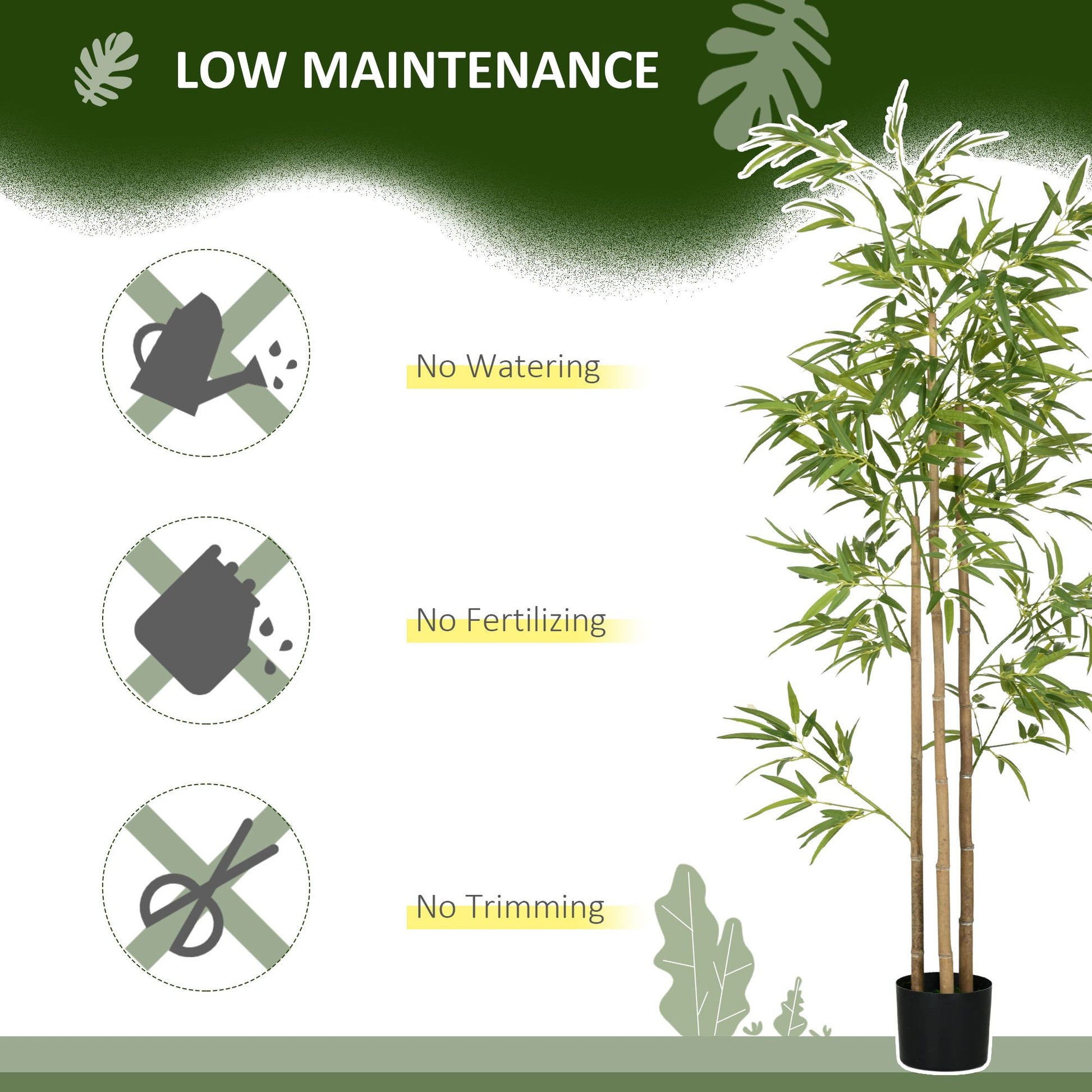 Artificial bamboo tree 6ft in black pot with low maintenance benefits no watering no fertilizing no trimming