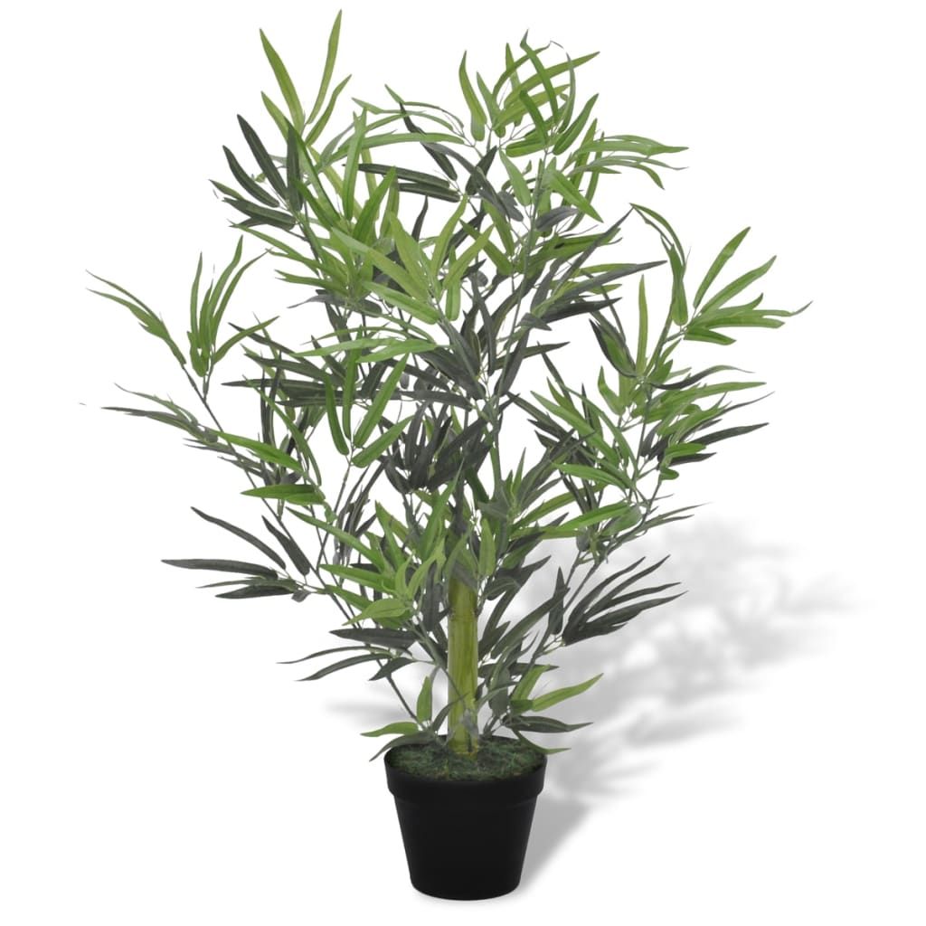 Realistic artificial bamboo tree in a black pot for home and office decoration