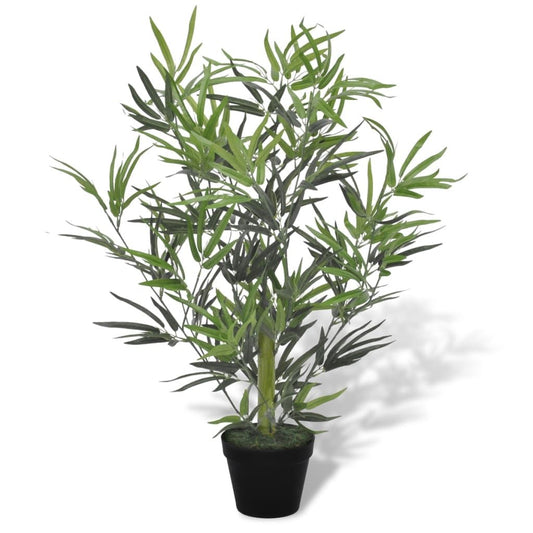 Realistic artificial bamboo tree in a black pot for home and office decoration