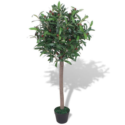 Artificial bay tree 47.2 inch with lush green leaves and red berries in black pot