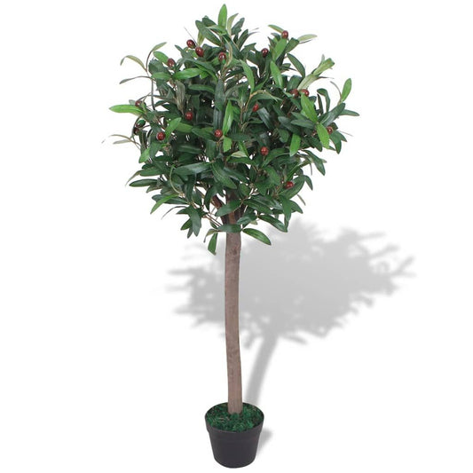 Artificial bay tree 47.2 inch with lush green leaves and red berries in black pot