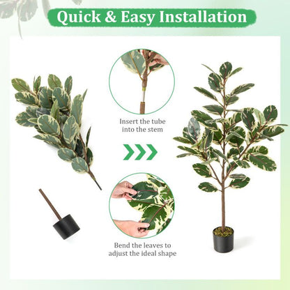 Step-by-step installation guide for the artificial bird of paradise plant with adjustable leaves.