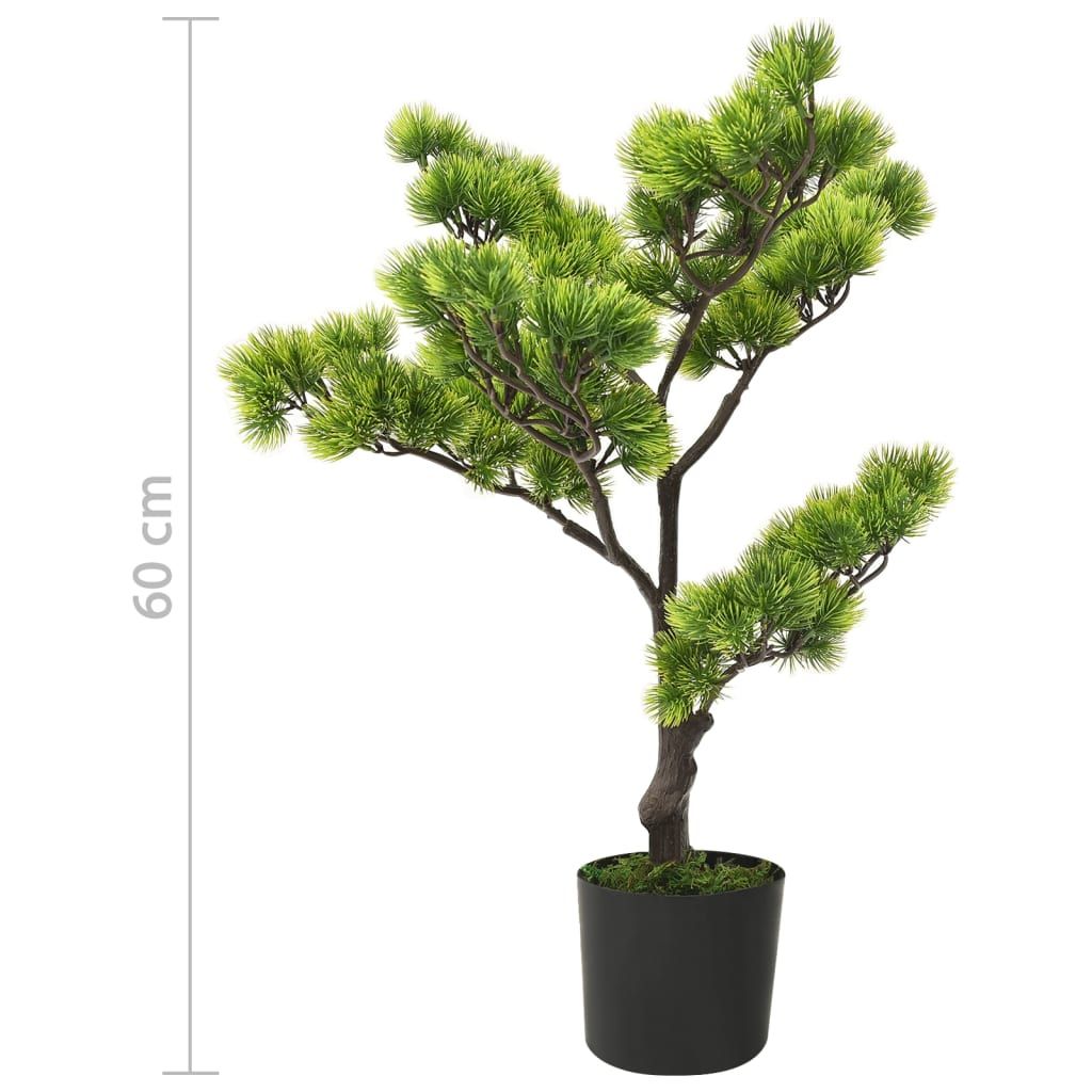 60 cm artificial bonsai tree with pot featuring lush green needles and black planter