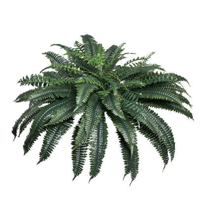 Lush artificial Boston fern plant with dense green fronds from FauxMart.com for home decor