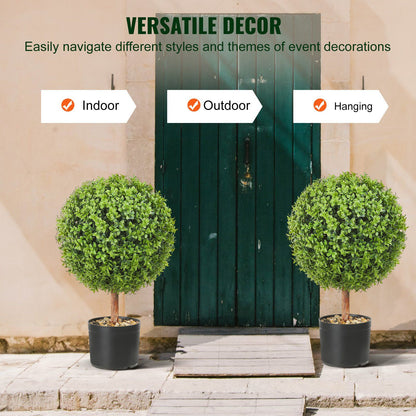 Artificial boxwood ball 16 inch in a black pot for versatile indoor and outdoor decor