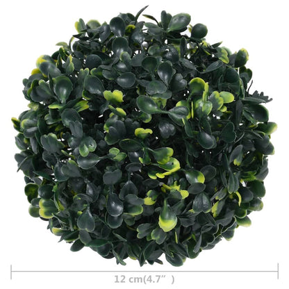 Artificial boxwood balls in green and yellow shades, perfect for home decor and landscaping