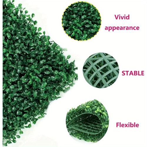 Artificial boxwood hedge panels with vivid appearance flexible design and stable backing for easy installation