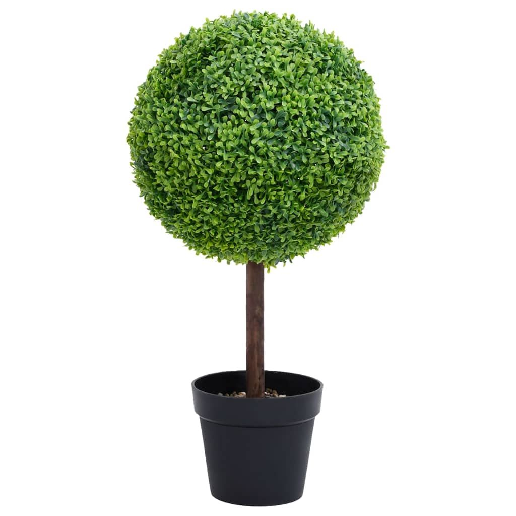 Artificial boxwood plant in a black pot, round topiary design for home decoration