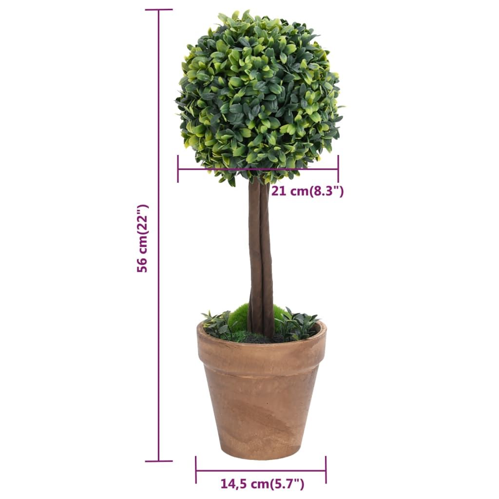 Artificial boxwood plants in a decorative pot, 22 inches tall with a realistic design