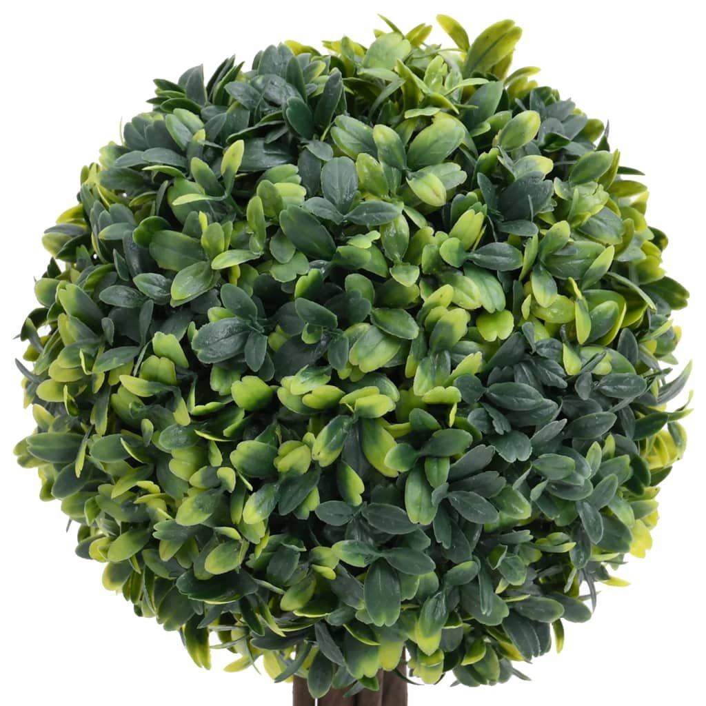 Realistic artificial boxwood plants in a lush green spherical shape for home decor
