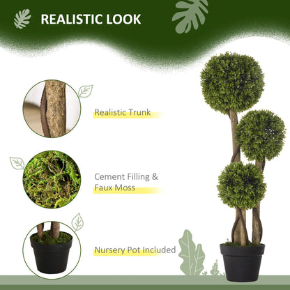 Artificial boxwood topiary balls with realistic trunk and cement filling for decorative use