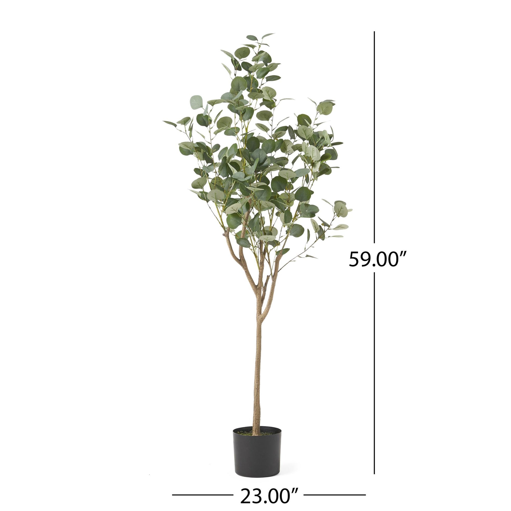 Artificial eucalyptus tree 59 inch with realistic foliage in a black pot for home decor
