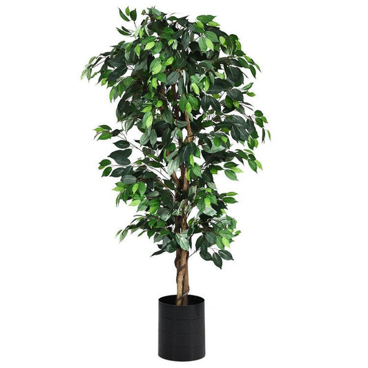 6 foot artificial ficus tree in a sturdy black pot, perfect for home or office decor