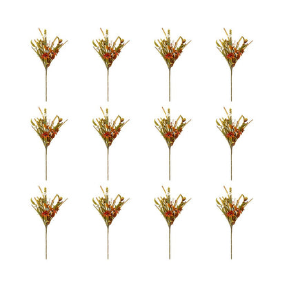 Set of 12 artificial flower picks set in vibrant autumn colors for home decor and craft projects