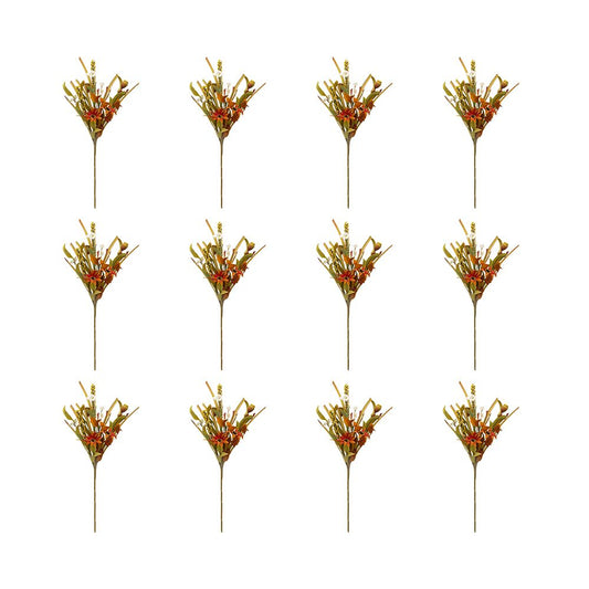 Set of 12 artificial flower picks set in vibrant autumn colors for home decor and craft projects