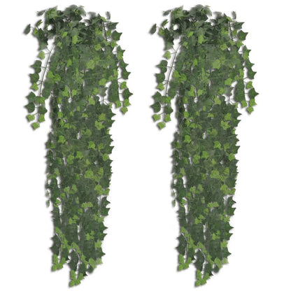Two cascading artificial ivy plants perfect for home decor and adding greenery to indoor spaces