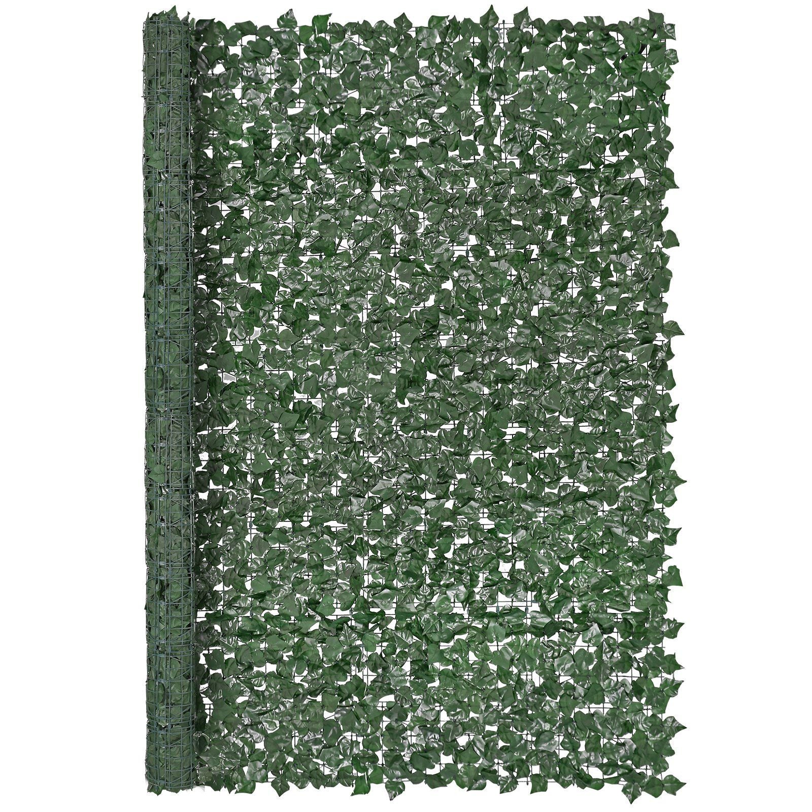 Green artificial ivy privacy fence panel with dense foliage for outdoor privacy and decoration