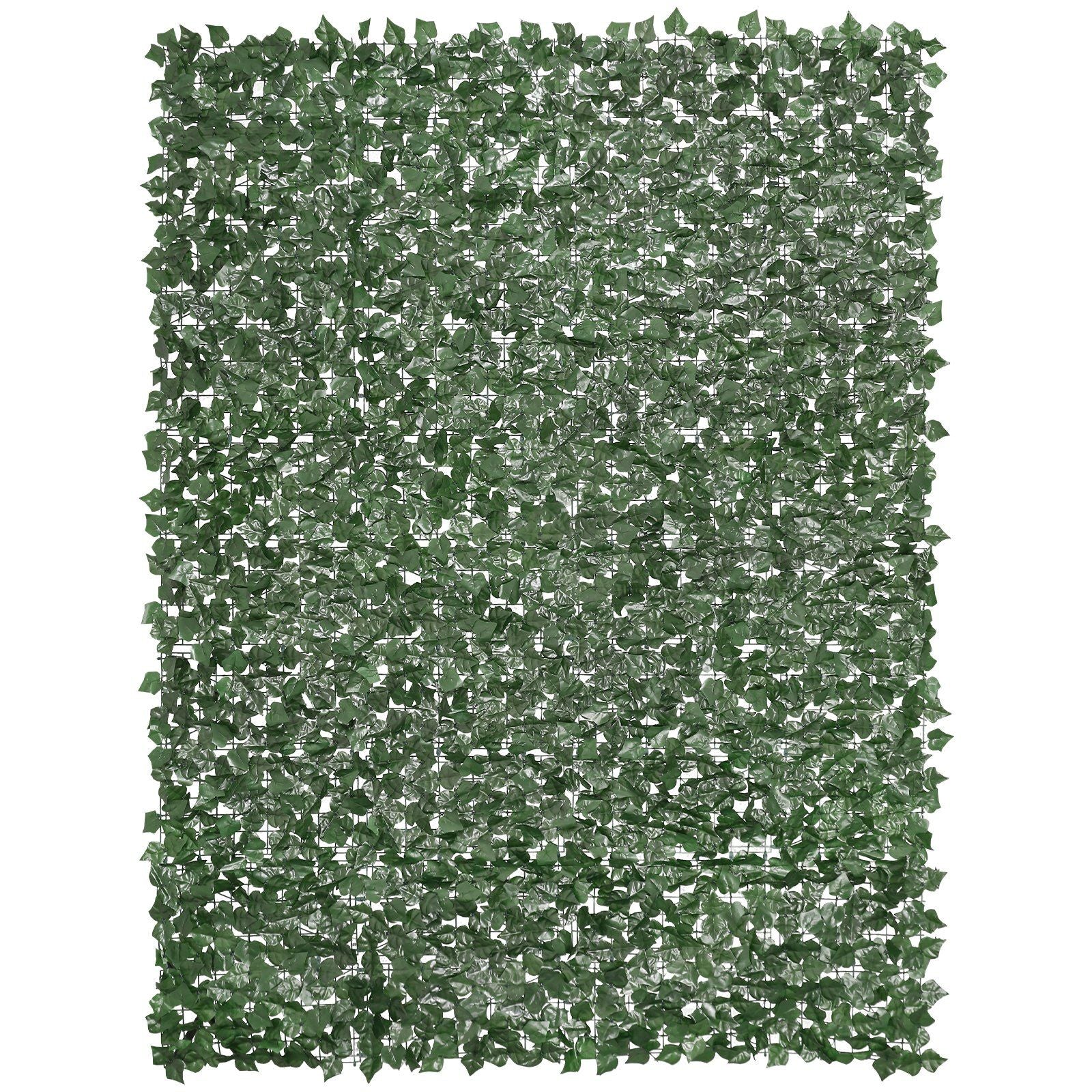 FauxMart.com artificial ivy privacy fence panel with dense green leaves for outdoor screening