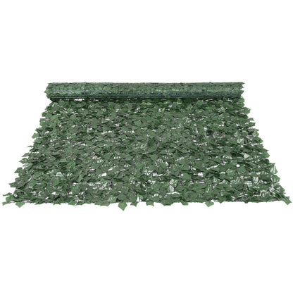 Rolled artificial ivy privacy fence with dense green leaves for outdoor decor and privacy