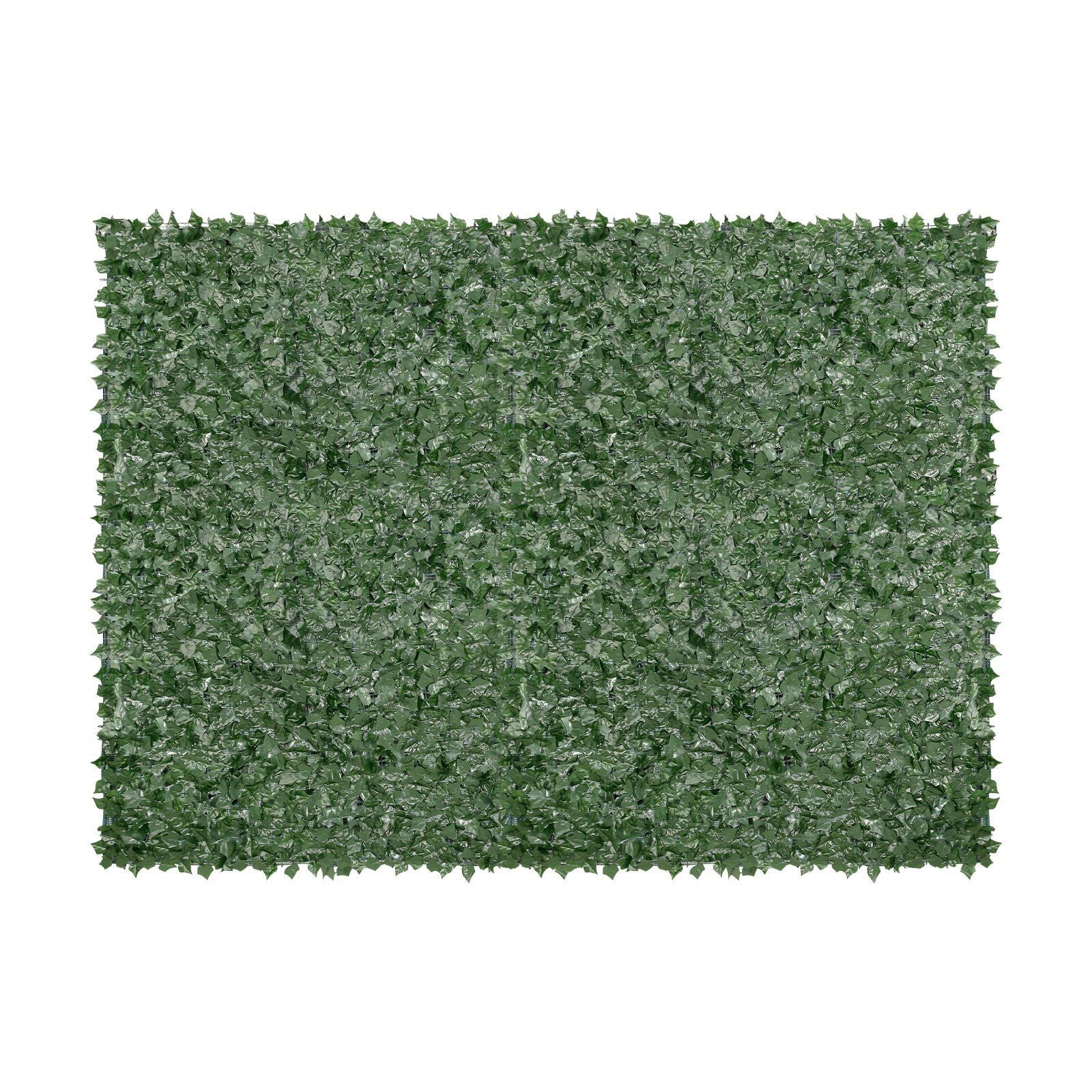 Dense artificial ivy privacy fence panel with realistic green leaves for outdoor privacy and decoration