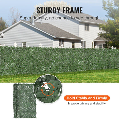 Artificial ivy privacy fence with sturdy frame for improved privacy and stability in backyard