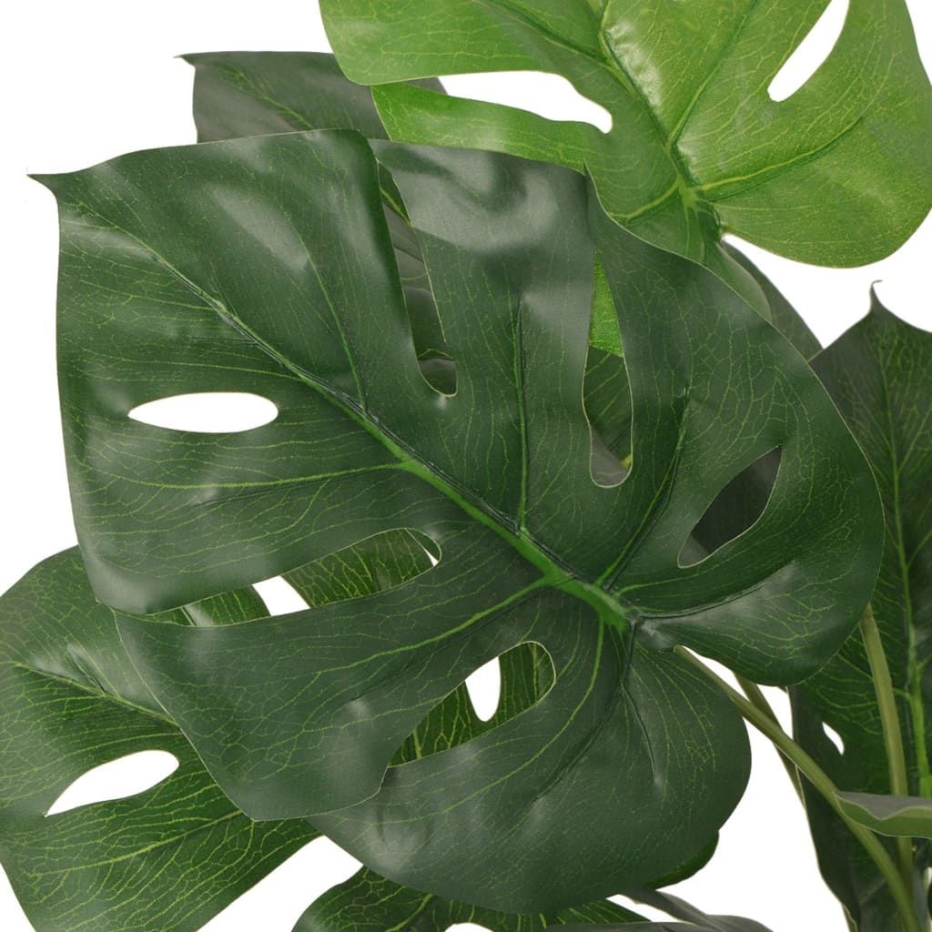 Lush artificial monstera plant leaves featuring vibrant green detailing for home decor