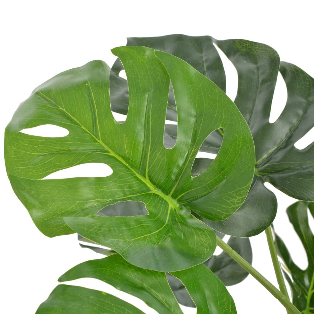 Lush artificial monstera plant leaves with vibrant green detailing for home decor