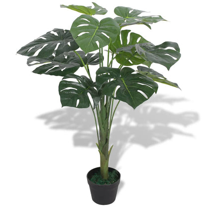 Lifelike artificial monstera plant in a black pot for stylish home decor and indoor greenery