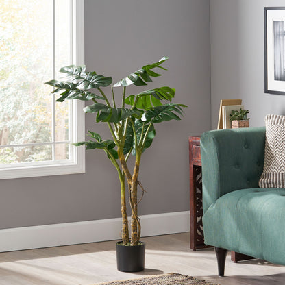 Artificial monstera tree 47 inch in a stylish pot, enhancing home decor with tropical vibes