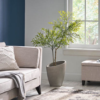 Lifelike artificial nandina plant decor in a modern pot for elegant home styling