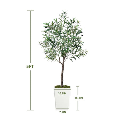 Lifelike artificial olive tree 5ft in a modern pot, perfect for home decor or office styling