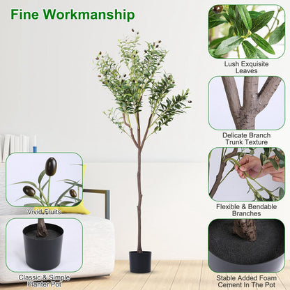 Artificial olive tree for home decor with lush leaves flexible branches and classic simple planter pot