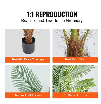 4 foot artificial palm tree with realistic moss coverage and natural leaf texture for home decor