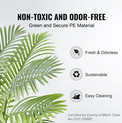 4 foot artificial palm tree with non-toxic green PE material, fresh and odorless for indoor decor