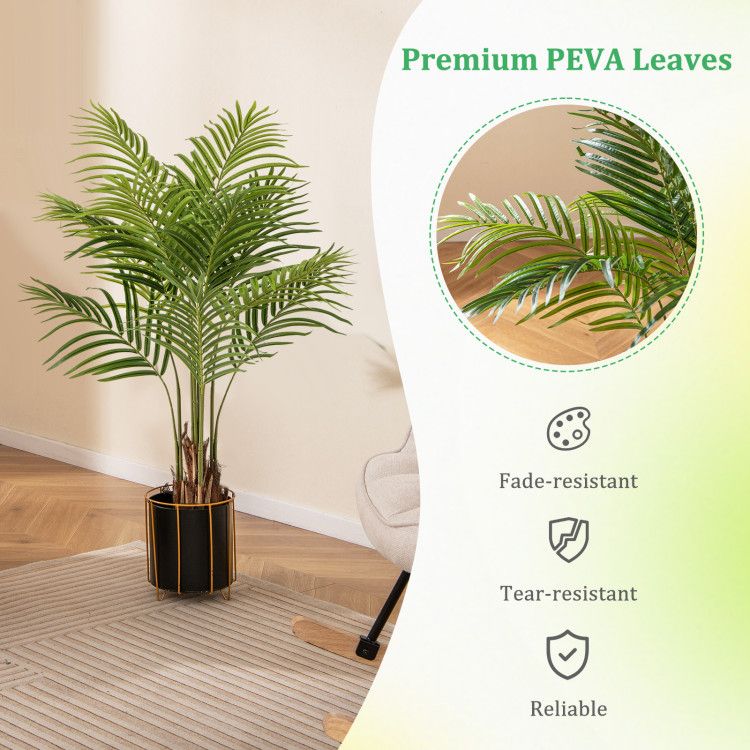 Artificial palm trees for home decor with premium PEVA leaves in sleek black planter