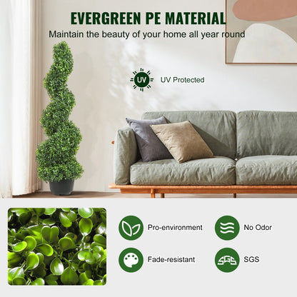 Artificial spiral topiary in green, UV protected and fade-resistant for year-round home decor