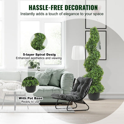 Artificial spiral topiary in stylish living room, adding elegance and greenery to your space