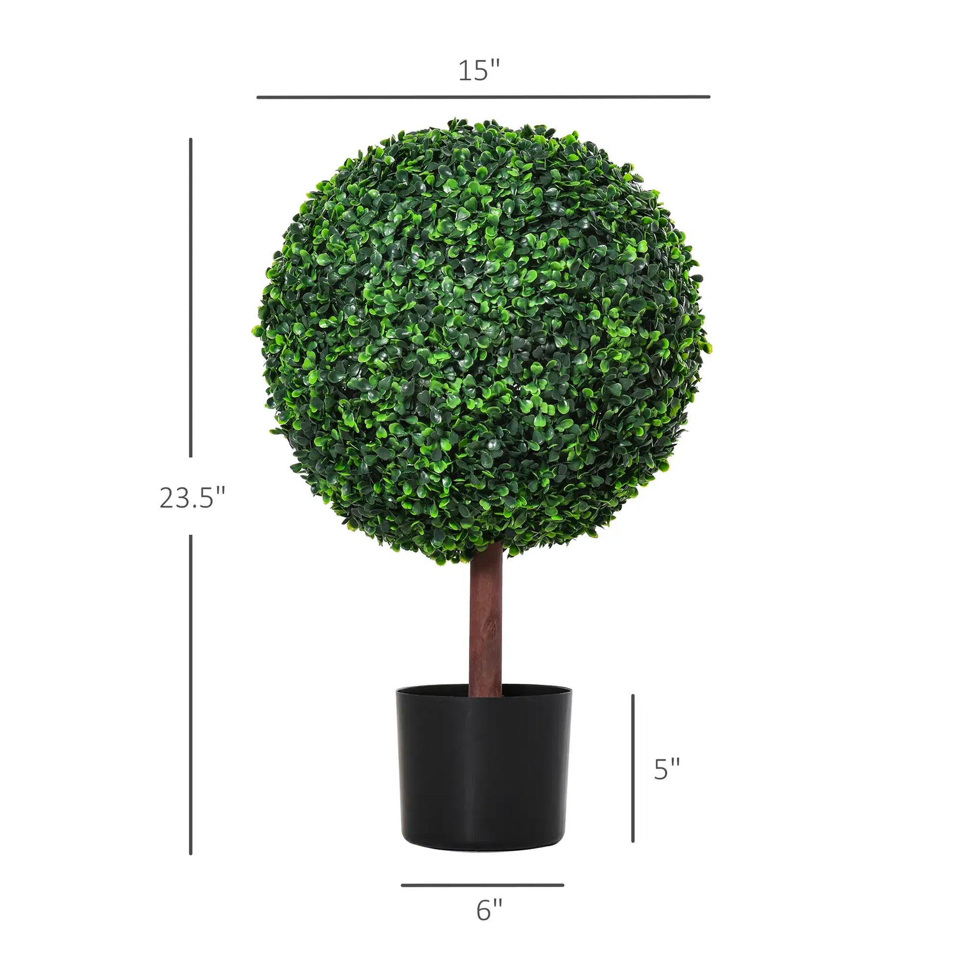 23.5 inch artificial topiary tree in a black pot for home or office decoration