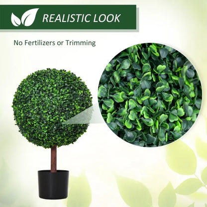 23.5 inch artificial topiary tree with a realistic look, requiring no fertilizers or trimming