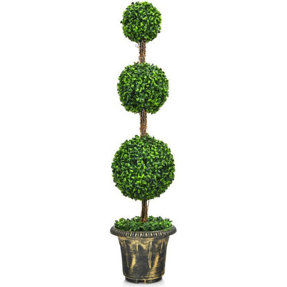Elegant artificial topiary tree with three lush green spheres in a decorative pot