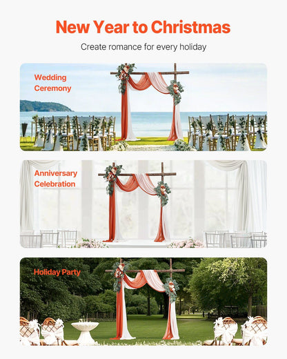 Burnt orange wedding arch flowers decorating wooden arch for wedding ceremony anniversary party
